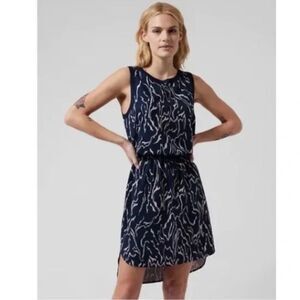 Athleta Rincon Printed Dress Navy Blue XS